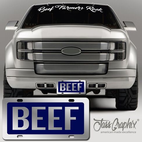 Baby Blue Beef License Plate Brushed Aluminum ACM Car Tag - Available in Several Colors. Perfect for Cattle Farmers in Saudi Arabia