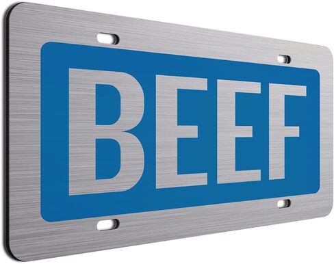 Baby Blue Beef License Plate Brushed Aluminum ACM Car Tag - Available in Several Colors. Perfect for Cattle Farmers in Saudi Arabia