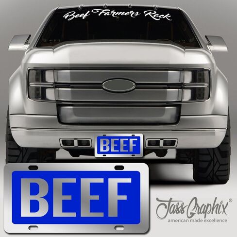 Baby Blue Beef License Plate Brushed Aluminum ACM Car Tag - Available in Several Colors. Perfect for Cattle Farmers in Saudi Arabia