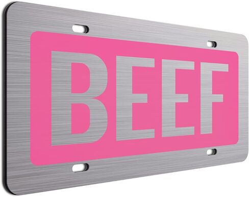 Baby Blue Beef License Plate Brushed Aluminum ACM Car Tag - Available in Several Colors. Perfect for Cattle Farmers in Saudi Arabia