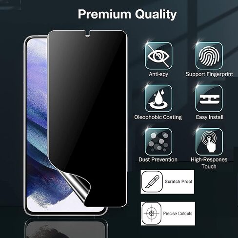 [2+2 لهاتف Samsung Galaxy S23 Ultra واقي شاشة للخصوصية 6.8 بوصة [ليس زجاجًا]، [يدعم بصمات الأصابع] طبقة مرنة ناعمة من مادة TPU مضادة للتجسس مع واقي عدسة كاميرا من الزجاج المقوى وإطار 1X in Kuwait