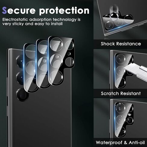 [2+2 لهاتف Samsung Galaxy S23 Ultra واقي شاشة للخصوصية 6.8 بوصة [ليس زجاجًا]، [يدعم بصمات الأصابع] طبقة مرنة ناعمة من مادة TPU مضادة للتجسس مع واقي عدسة كاميرا من الزجاج المقوى وإطار 1X in Kuwait