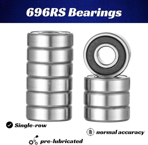 696-2RS محمل كروي 6x16x5 مم محمل كروي ذو أخدود عميق أختام مطاطية مزدوجة ومشحمة مسبقًا (عبوة من 20 قطعة) in Kuwait