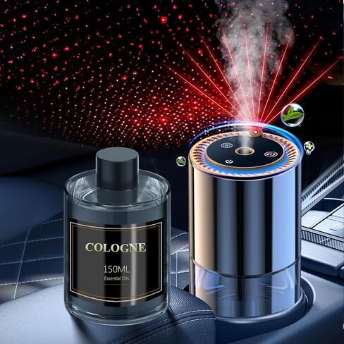 معطر هواء السيارة، رذاذ الزيوت العطرية، موزع روائح السيارة مع جهاز عرض على شكل نجمة وإضاءة مزاجية محيطة باللهب، تركيز قابل للتعديل، تشغيل/إيقاف تلقائي (كولونيا)......، المحيط in Kuwait