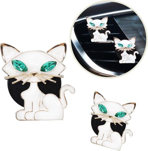 Cute Car Accessories 2pcs Black Cat Car Air Freshener Vent Clips Black Interior decoration for Women Teens Refillable Car Essential Oil Diffuser Bling Rhinestone Gothic Car Decor Car Charm in Saudi Arabia