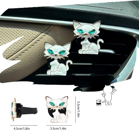 Cute Car Accessories 2pcs Black Cat Car Air Freshener Vent Clips Black Interior decoration for Women Teens Refillable Car Essential Oil Diffuser Bling Rhinestone Gothic Car Decor Car Charm in Saudi Arabia