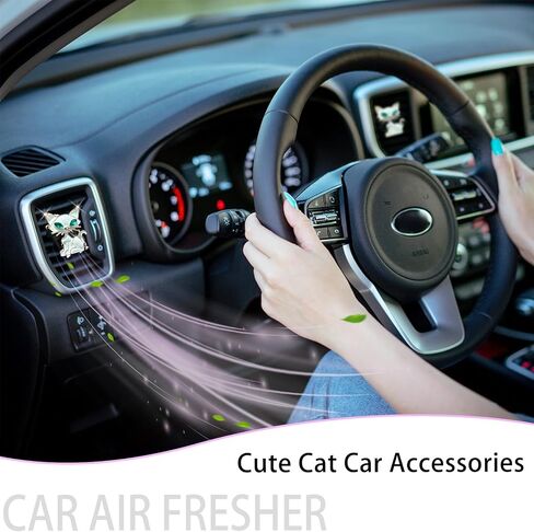 Cute Car Accessories 2pcs Black Cat Car Air Freshener Vent Clips Black Interior decoration for Women Teens Refillable Car Essential Oil Diffuser Bling Rhinestone Gothic Car Decor Car Charm in Saudi Arabia