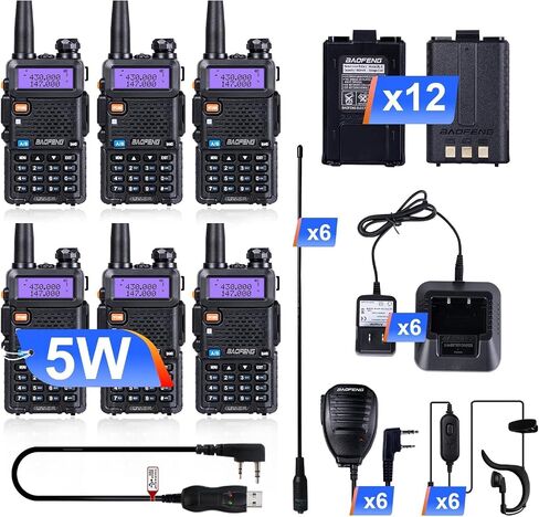 BaoFeng UV-5R Ham Radio 5w (144-148Mhz/420-450Mhz) Two way radio,BAOFENG Walkie talkie with 12pcs 1800mAh Batteries (6 pack) in Saudi Arabia
