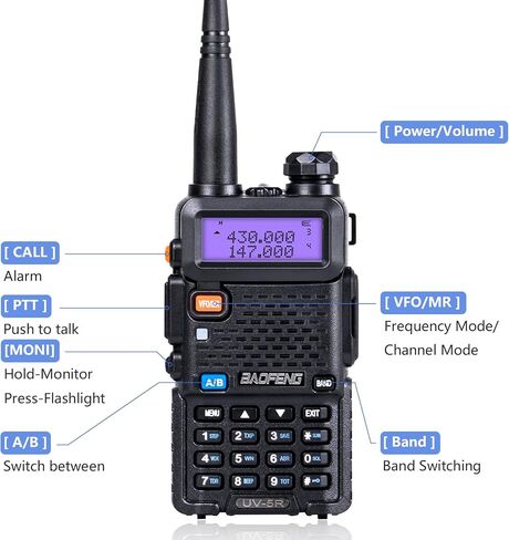BaoFeng UV-5R Ham Radio 5w (144-148Mhz/420-450Mhz) Two way radio,BAOFENG Walkie talkie with 12pcs 1800mAh Batteries (6 pack) in Saudi Arabia