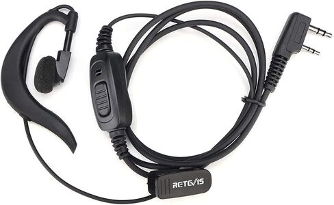 Retevis RT21 Walkie Talkie Earpiece with Mic, G-Type Soft Earhook, for RT22 RT68 RT21 H-777 RT22S RT15 RB29 RB45, Compatible with BAOFENG 888S pxton 2 Way Radio, 2 Pin Two Way Radio Earpiece(1 Pack) in Saudi Arabia