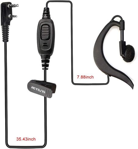 Retevis RT21 Walkie Talkie Earpiece with Mic, G-Type Soft Earhook, for RT22 RT68 RT21 H-777 RT22S RT15 RB29 RB45, Compatible with BAOFENG 888S pxton 2 Way Radio, 2 Pin Two Way Radio Earpiece(1 Pack) in Saudi Arabia