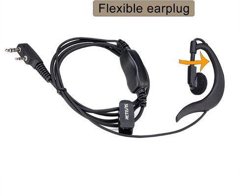 Retevis RT21 Walkie Talkie Earpiece with Mic, G-Type Soft Earhook, for RT22 RT68 RT21 H-777 RT22S RT15 RB29 RB45, Compatible with BAOFENG 888S pxton 2 Way Radio, 2 Pin Two Way Radio Earpiece(1 Pack) in Saudi Arabia