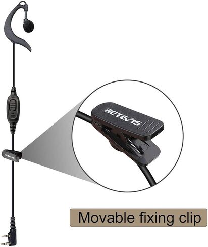 Retevis RT21 Walkie Talkie Earpiece with Mic, G-Type Soft Earhook, for RT22 RT68 RT21 H-777 RT22S RT15 RB29 RB45, Compatible with BAOFENG 888S pxton 2 Way Radio, 2 Pin Two Way Radio Earpiece(1 Pack) in Saudi Arabia
