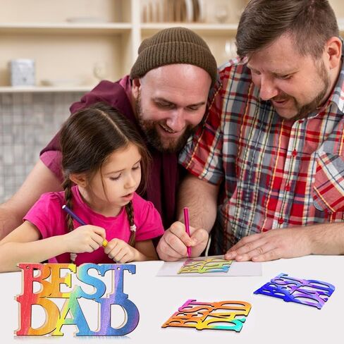 Fathers Day Crafts for Kids, 20 Pcs Best DAD Unfinished Wood Crafts for Classroom with Twine, DIY Wood Letters Ornaments Wooden Cutouts Gift Tag for Happy Fathers Day Dad Gifts Birthday Decorations in Saudi Arabia
