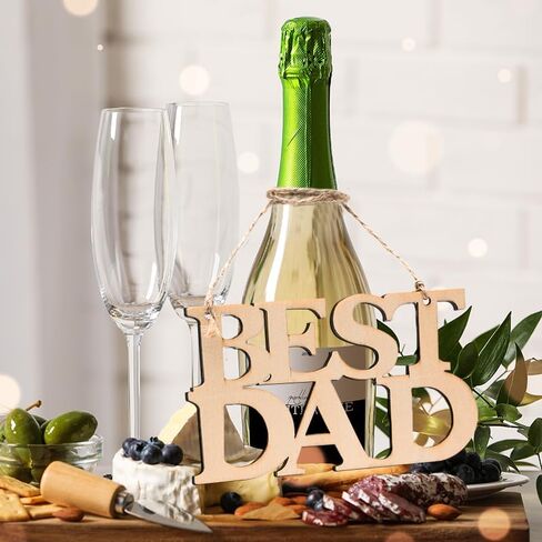 Fathers Day Crafts for Kids, 20 Pcs Best DAD Unfinished Wood Crafts for Classroom with Twine, DIY Wood Letters Ornaments Wooden Cutouts Gift Tag for Happy Fathers Day Dad Gifts Birthday Decorations in Saudi Arabia