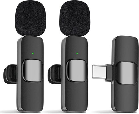 ميكروفونات KMAG اللاسلكية Lavalier لهاتف iPhone 15 Android والكمبيوتر المحمول والكمبيوتر USB C ميكروفون لاسلكي صغير لتسجيل الفيديو ومدونات الفيديو TikTok YouTube مع محول USB واحد in Kuwait