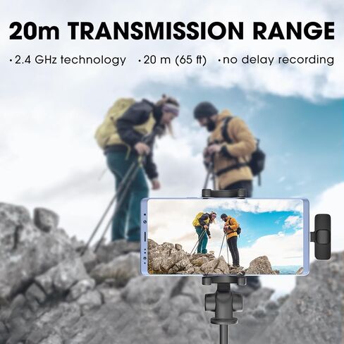 ميكروفونات KMAG اللاسلكية Lavalier لهاتف iPhone 15 Android والكمبيوتر المحمول والكمبيوتر USB C ميكروفون لاسلكي صغير لتسجيل الفيديو ومدونات الفيديو TikTok YouTube مع محول USB واحد in Kuwait