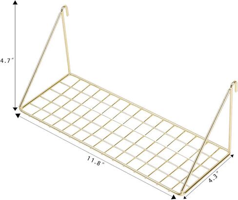 Multi-Function Wall Storage and Display Basket and Rack, Decorative Basket and Shelf for Wire Wall Grid Panel, 2-in-1,Gold in Kuwait