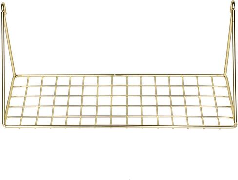 Multi-Function Wall Storage and Display Basket and Rack, Decorative Basket and Shelf for Wire Wall Grid Panel, 2-in-1,Gold in Kuwait