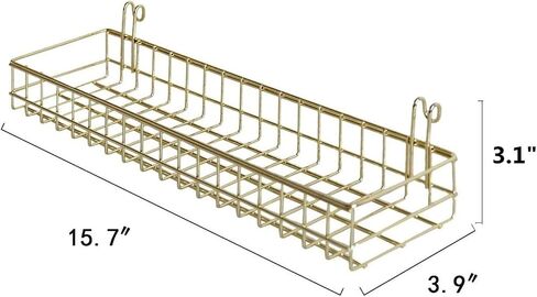 Multi-Function Wall Storage and Display Basket and Rack, Decorative Basket and Shelf for Wire Wall Grid Panel, 2-in-1,Gold in Kuwait