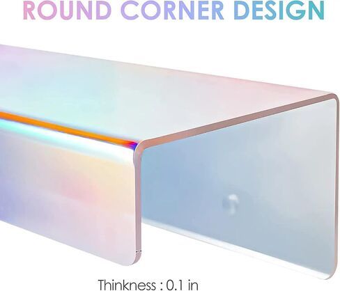 2PCS Iridescent Rainbow Wall Mounted Floating Shelves/Bookshelf,15" Acrylic nail Cuter Clear Shelf for Iridescent Home Decor, Kids,Kitchen, or Living Room Décor in Saudi Arabia