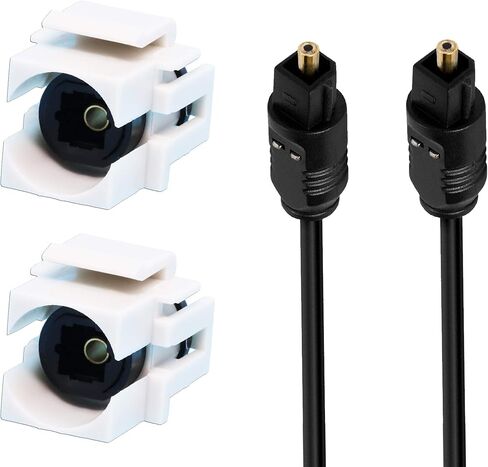 مقبس كيستون Toslink، وصلة SPDIF من أنثى إلى أنثى، تتضمن كابل صوت بصري، أبيض (عبوة واحدة) in Kuwait