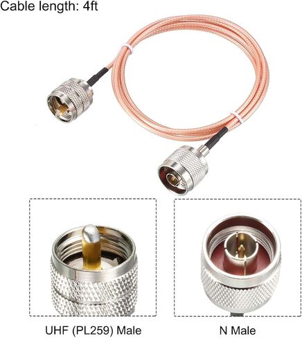 uxcell UHF (PL259) Male to N-Type Male Antenna Cable RG316 Coax Cable 4 Ft for Antenna Analyzer Ham Radio Transceiver in Saudi Arabia