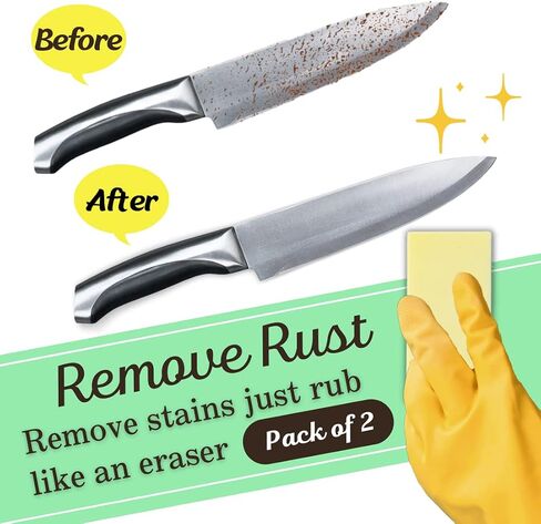Rust Eraser for Knives Kitchen Stoves Wood Finish and Bicycles Multi Purpouse Cleaning Rubber Eraser Remover Dirt Stains (Fine) Made in Japan, Set of 2 in Saudi Arabia