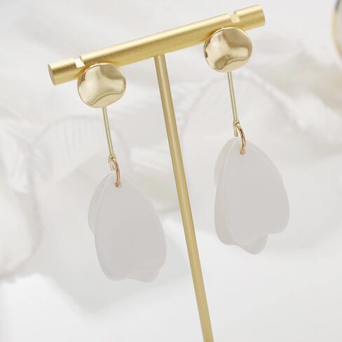 Acrylic Petal Earrings for Women, Long Rose Petal Dangle Earrings Boho Flower Statement Earrings Floral Jewelry Gift in Saudi Arabia