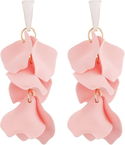 Acrylic Petal Earrings for Women, Long Rose Petal Dangle Earrings Boho Flower Statement Earrings Floral Jewelry Gift in Saudi Arabia
