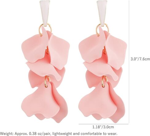 Acrylic Petal Earrings for Women, Long Rose Petal Dangle Earrings Boho Flower Statement Earrings Floral Jewelry Gift in Saudi Arabia