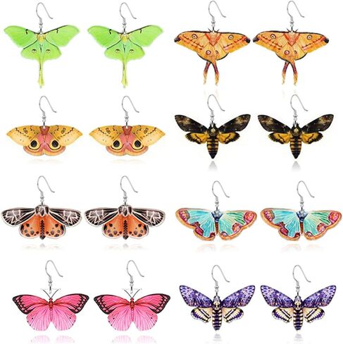 Colorful Butterfly Dangle Earrings Insect Moth Wing Acrylic Earrings for Women Vivid Butterfly Earrings Animal Aesthetic Earrings Boho Vacation Jewelry Wedding Jewelry in Saudi Arabia
