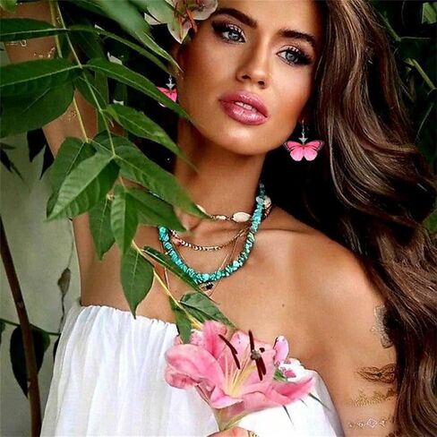 Colorful Butterfly Dangle Earrings Insect Moth Wing Acrylic Earrings for Women Vivid Butterfly Earrings Animal Aesthetic Earrings Boho Vacation Jewelry Wedding Jewelry in Saudi Arabia