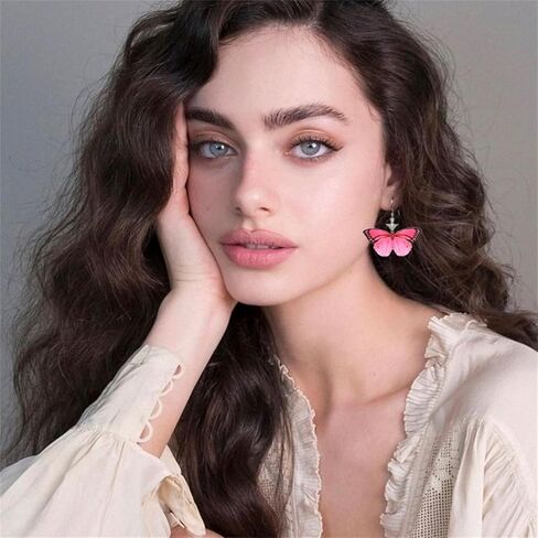 Colorful Butterfly Dangle Earrings Insect Moth Wing Acrylic Earrings for Women Vivid Butterfly Earrings Animal Aesthetic Earrings Boho Vacation Jewelry Wedding Jewelry in Saudi Arabia