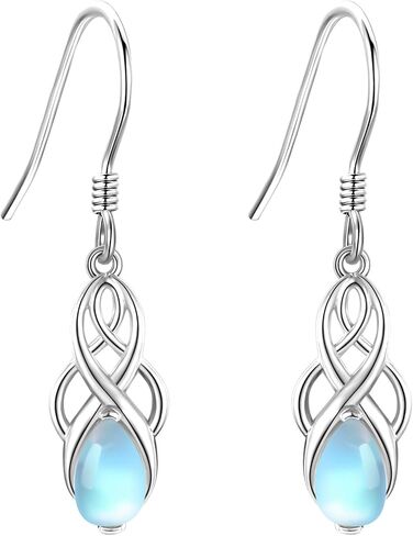Celtic Knot Earrings Sterling Silver 925 Celtic Moonstone Dangle Earrings Dangling Irish Jewelry Gifts For Women Girlfriend Female in Saudi Arabia