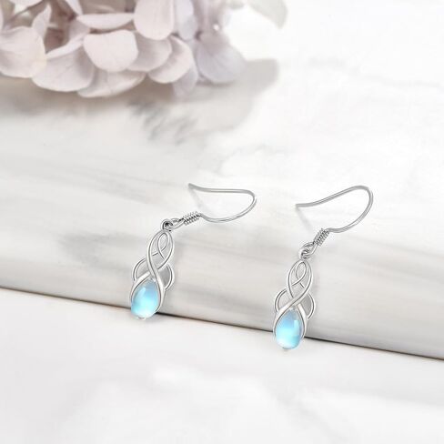 Celtic Knot Earrings Sterling Silver 925 Celtic Moonstone Dangle Earrings Dangling Irish Jewelry Gifts For Women Girlfriend Female in Saudi Arabia