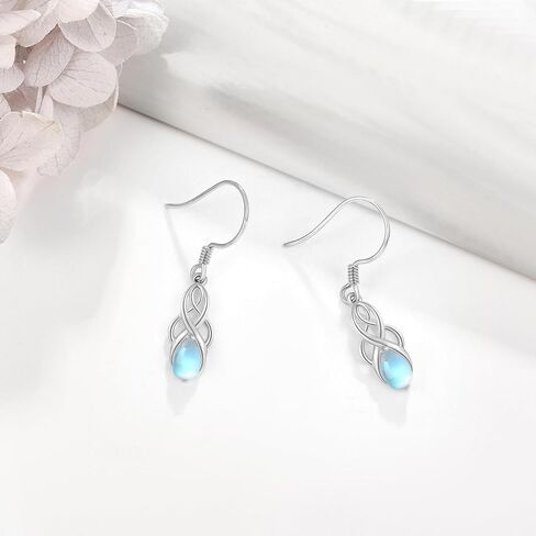 Celtic Knot Earrings Sterling Silver 925 Celtic Moonstone Dangle Earrings Dangling Irish Jewelry Gifts For Women Girlfriend Female in Saudi Arabia