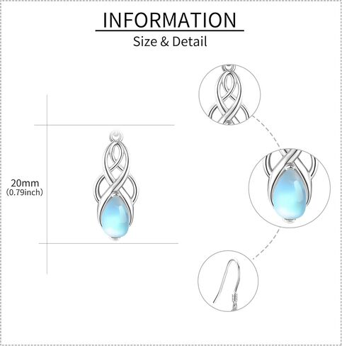 Celtic Knot Earrings Sterling Silver 925 Celtic Moonstone Dangle Earrings Dangling Irish Jewelry Gifts For Women Girlfriend Female in Saudi Arabia