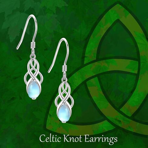 Celtic Knot Earrings Sterling Silver 925 Celtic Moonstone Dangle Earrings Dangling Irish Jewelry Gifts For Women Girlfriend Female in Saudi Arabia