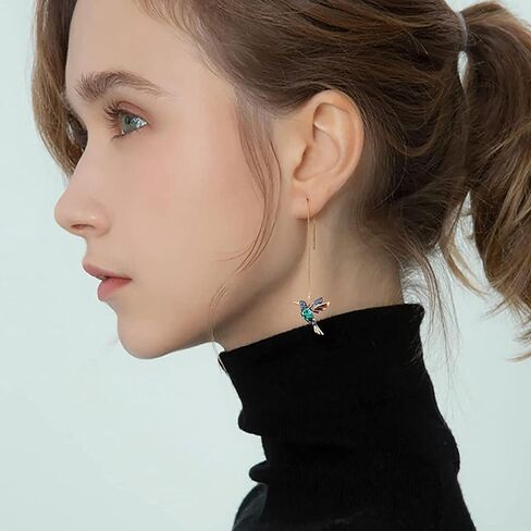 أقراط الطائر الطنان أقراط سلسلة طويلة أقراط متدلية أقراط متدلية زرقاء على شكل الطائر الطنان أقراط شرابات ملونة للنساء والفتيات المراهقات in Kuwait