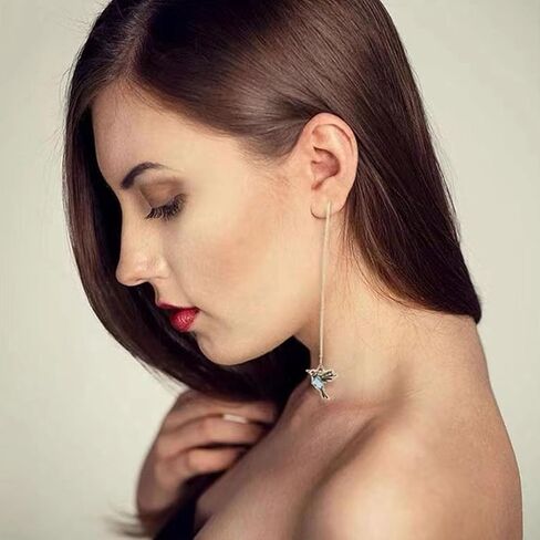 أقراط الطائر الطنان أقراط سلسلة طويلة أقراط متدلية أقراط متدلية زرقاء على شكل الطائر الطنان أقراط شرابات ملونة للنساء والفتيات المراهقات in Kuwait