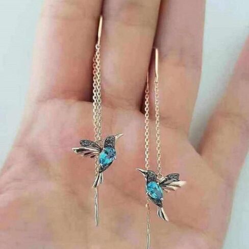 أقراط الطائر الطنان أقراط سلسلة طويلة أقراط متدلية أقراط متدلية زرقاء على شكل الطائر الطنان أقراط شرابات ملونة للنساء والفتيات المراهقات in Kuwait