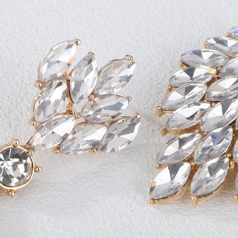 Fashion Art Deco Style Rhinestone Statement Earrings Heart Shape Rhinestone Dangle Drop Earrings Bohemian Style Sparkling Rhinestone Chandelier Earrings for Women Girls in Saudi Arabia