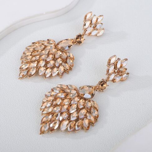 Fashion Art Deco Style Rhinestone Statement Earrings Heart Shape Rhinestone Dangle Drop Earrings Bohemian Style Sparkling Rhinestone Chandelier Earrings for Women Girls in Kuwait