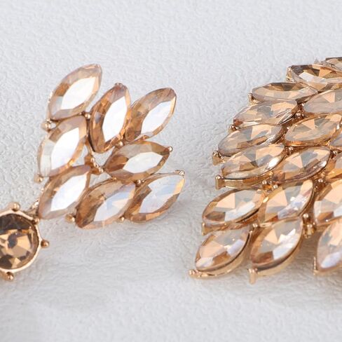 Fashion Art Deco Style Rhinestone Statement Earrings Heart Shape Rhinestone Dangle Drop Earrings Bohemian Style Sparkling Rhinestone Chandelier Earrings for Women Girls in Kuwait