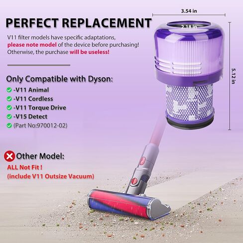 مرشحات مكنسة كهربائية V11 بديلة مناسبة لمحرك Dyson V11 Torque Drive V11 Animal V11 إضافي V15 كشف فلتر مكنسة كهربائية لاسلكية، مناسب لـ Dy*son V15s Detect Submarine، الجزء # 970013-02، 3 عبوات باللون الأرجواني in Saudi Arabia