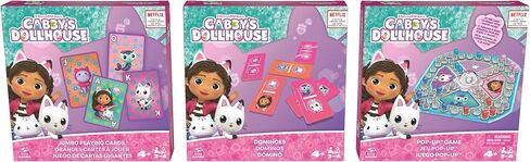 Gabby’s Dollhouse 3 Game Bundle Gift Set, Pop-Up Game Dominoes Jumbo Playing Cards, Gabby’s Dollhouse Toys Kids Games, for Preschoolers Ages 4 and up in Saudi Arabia