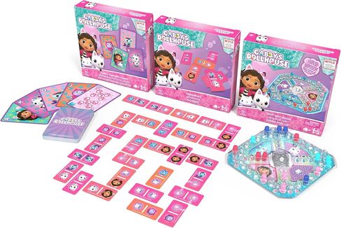 Gabby’s Dollhouse 3 Game Bundle Gift Set, Pop-Up Game Dominoes Jumbo Playing Cards, Gabby’s Dollhouse Toys Kids Games, for Preschoolers Ages 4 and up in Saudi Arabia