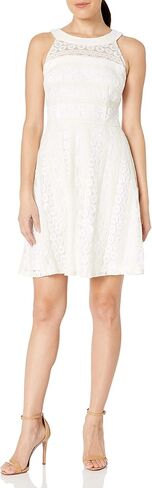 London Times Women's Sleeveless Halter Lace Fit & Flare Dress in Saudi Arabia