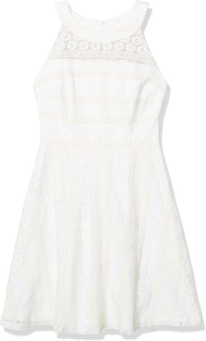 London Times Women's Sleeveless Halter Lace Fit & Flare Dress in Saudi Arabia